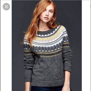 NWOT Gap gray fair isle sweater, size XS